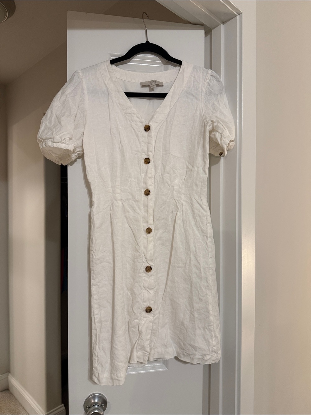 LOFT White Button-Front Short Sleeve Tunic